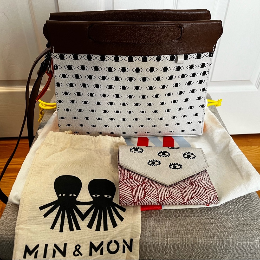 Min & Mon Eye Print Handbag and Wallet Set